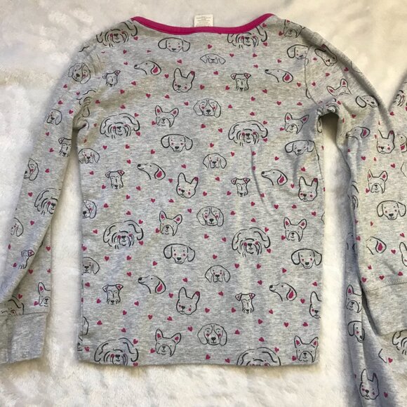 Boden Dog Print 2 Piece Pajama Set Girls Size 8 Gray Pink 100% Cotton FAIR - Picture 7 of 13